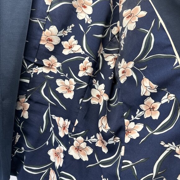 Skies Are Blue Women's Blazer Sz L Blue Long Sleeve Floral Lining Pockets Open - Picture 5 of 9